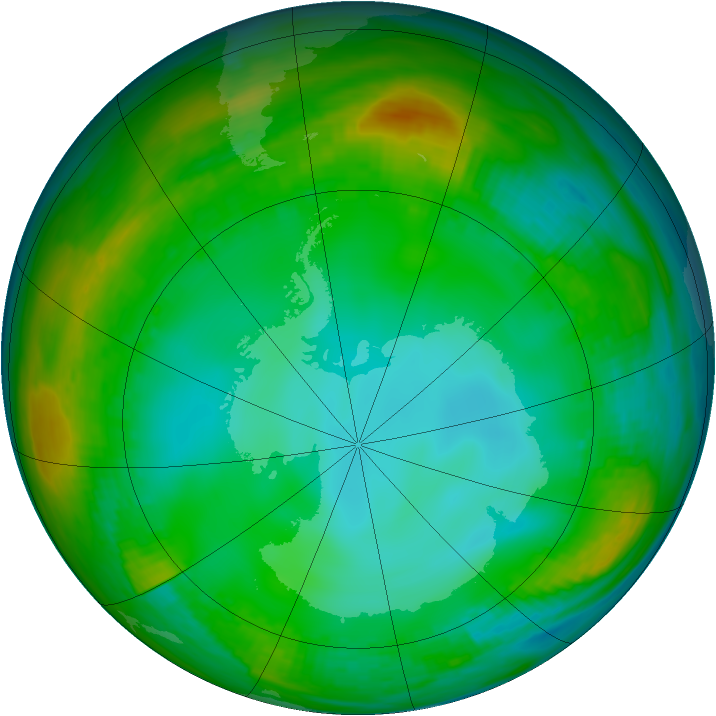Antarctic ozone map for 11 July 1982